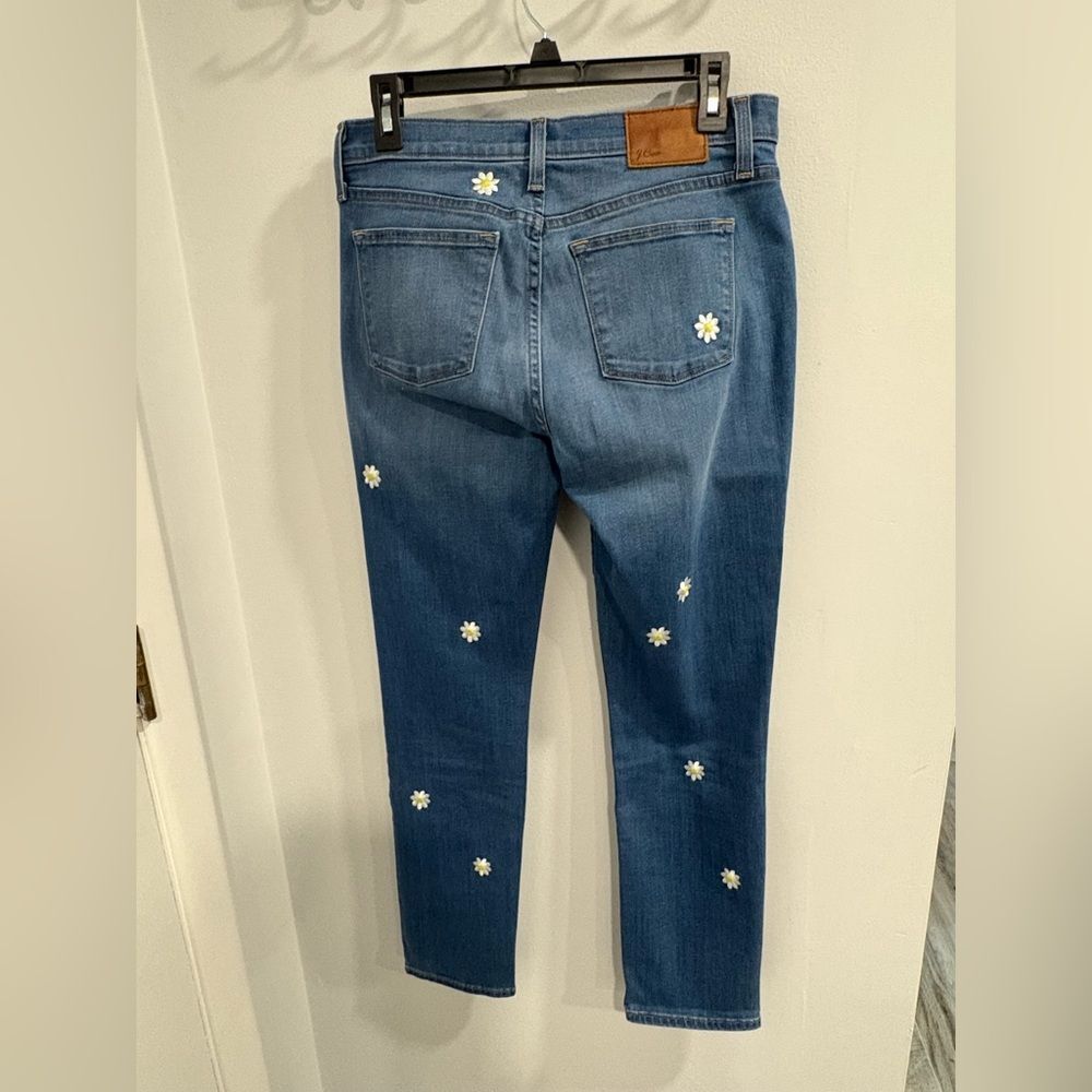 J. Crew Denim Boyfriend Jeans with Floral Embroidered Accents - Picture 2 of 15
